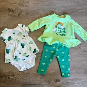Cat & Jack Green and White Kids Matching Set